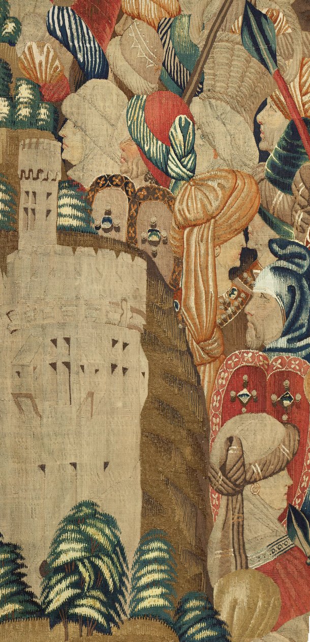 Seurakunnan kuvakudosmuseo (Pastrana Tapestriesin seurakuntamuseo). Flanderin kuvakudos. Tangerin valloitus (Tangerin valloitus, De inname van Tanger). Sarja Portugalin kuninkaan Alfonso I:n valloitukset. Tournai. Villa ja silkki tekijältä Flemish School