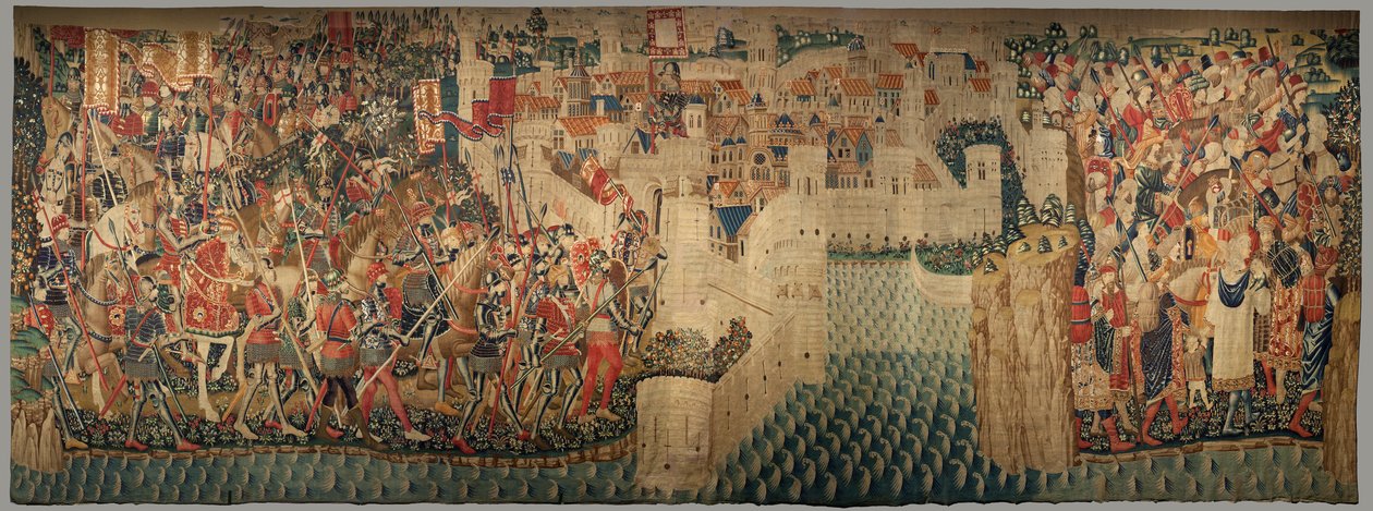 Seurakunnan kuvakudosmuseo (Pastrana Tapestries -seurakuntamuseo). Flanderin kuvakudos. Tangerin valloitus (Tangerin valloitus, De inname van Tanger). Sarja Portugalin kuninkaan Alfonso I:n valloitukset. Tournai. Villa ja silkki tekijältä Flemish School