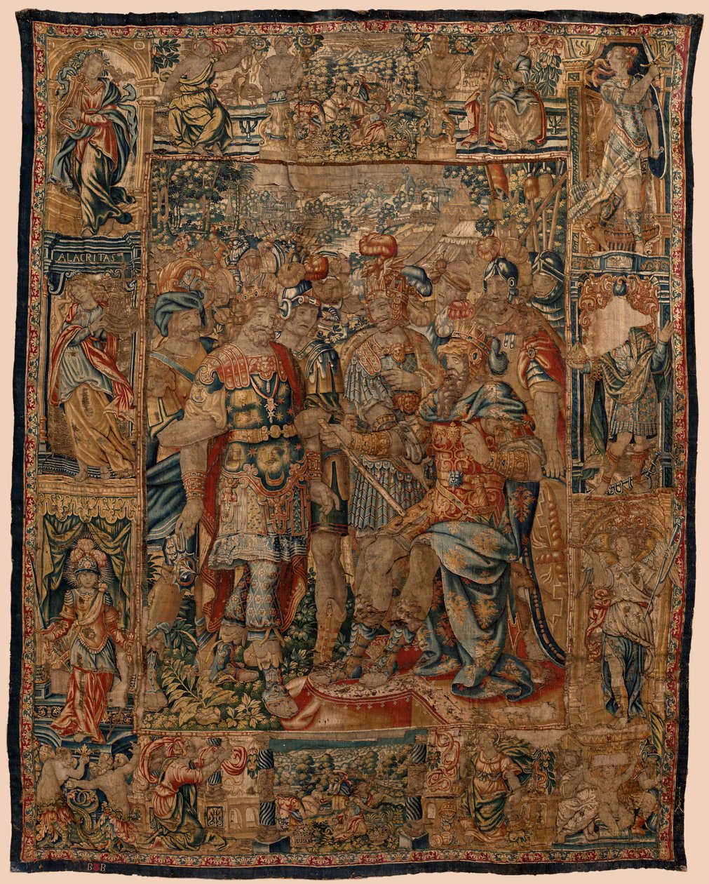 Seurakunnan kuvakudosmuseo (Museo Parroquial de Tapices de Pastrana). Flanderin kuvakudos. Nuori Aleksanteri isälleen Filipille (El joven Alejandro ante su padre Filipo). Bryssel. 16. vuosisata. 328x407cm. tekijältä Flemish School