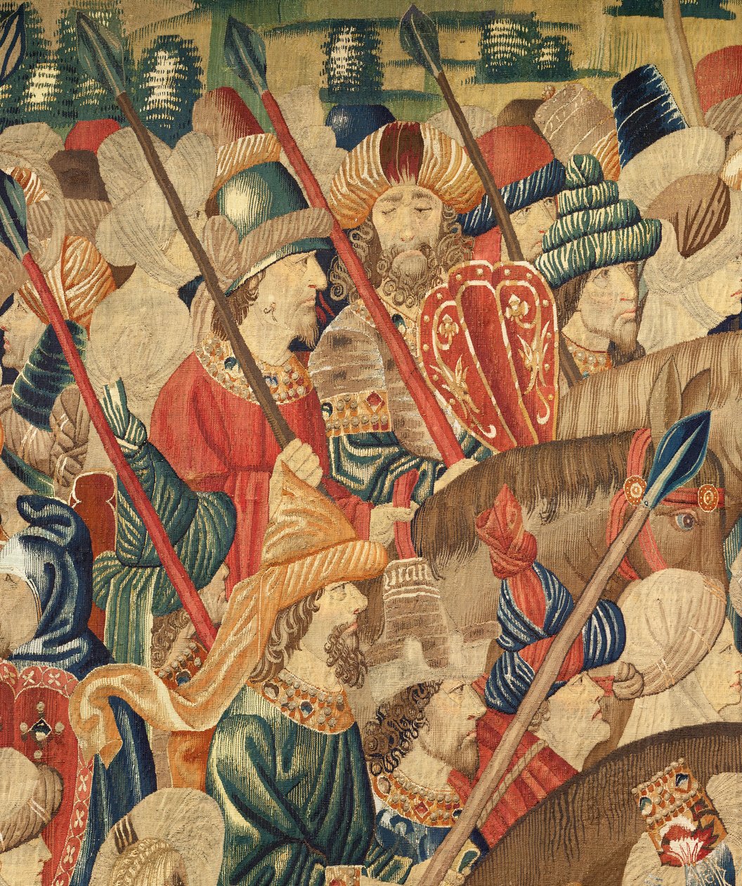 Seurakunnan kuvakudosmuseo (Pastrana Tapestriesin seurakuntamuseo). Flanderin kuvakudos. Tangerin valloitus (Tangerin valloitus, De inname van Tanger). Sarja Portugalin kuninkaan Alfonso I:n valloitukset. Tournai. Yksityiskohta. Villa tekijältä Flemish School