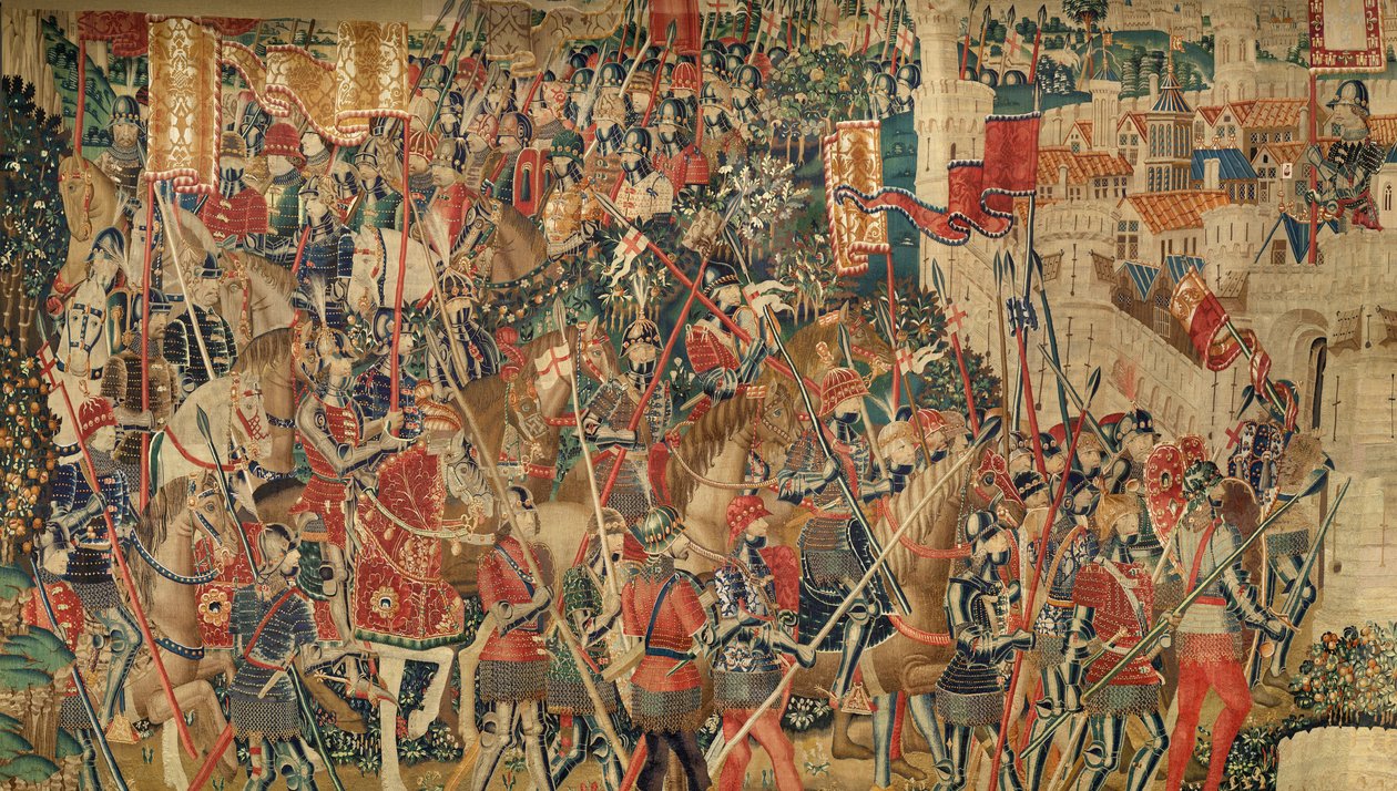 Seurakunnan kuvakudosmuseo (Pastrana Tapestriesin seurakuntamuseo). Flanderin kuvakudos. Tangerin valloitus (Tangerin valloitus, De inname van Tanger). Sarja Portugalin kuninkaan Alfonso I:n valloitukset. Tournai. Villaa ja silkkiä tekijältä Flemish School