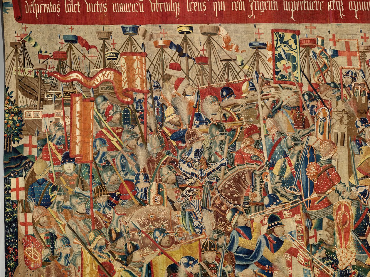 Seurakunnan kuvakudosmuseo (Pastrana Tapestriesin seurakuntamuseo). Flanderin kuvakudos. Ota Asilah (Take of Asilah, Assault on Asilah, De inname van Arzila). Sarja Portugalin kuninkaan Alfonso I:n valloitukset. Tournai. tekijältä Flemish School