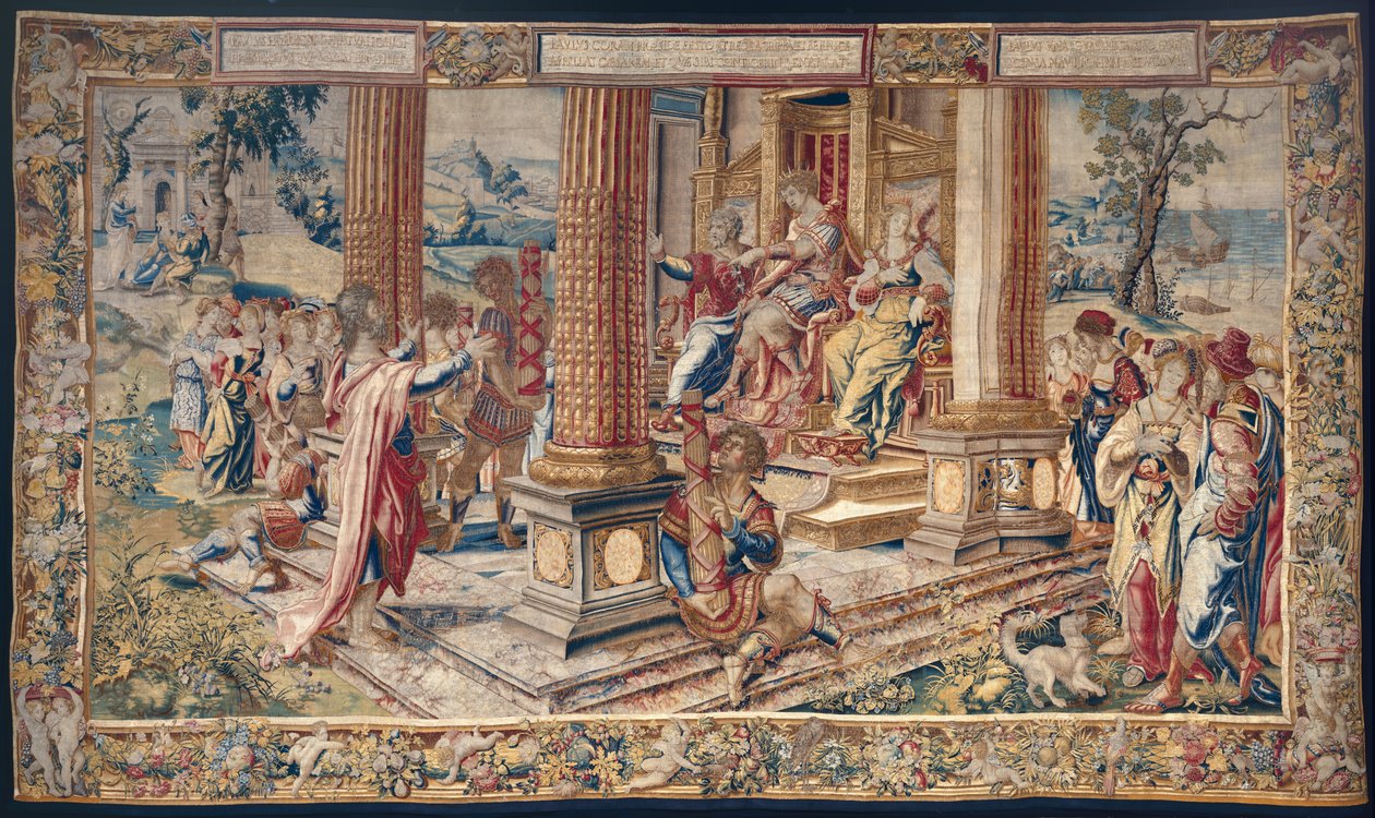 Pyhä Paavali ennen Porcius Festusta, kuningas Herodes Agrippaa ja hänen sisartaan Berenikeä, n. 1520 (villa ja silkki) tekijältä Flemish School
