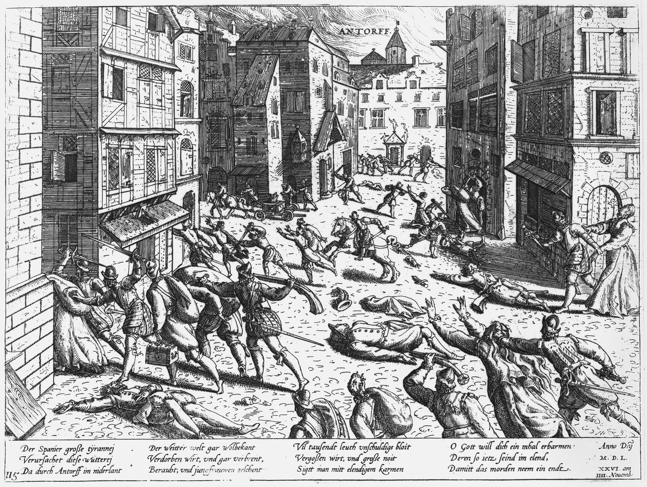 Kohtauksia espanjalaisesta raivosta Antorffissa, 1576 tekijältä Flemish School
