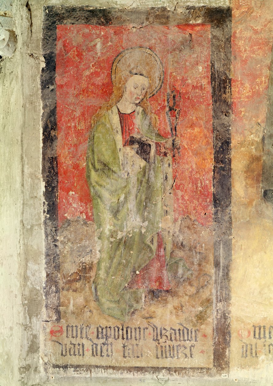 Pyhä Apollonia, seinämaalaus kryptasta, n. 1480-1540 tekijältä Flemish School