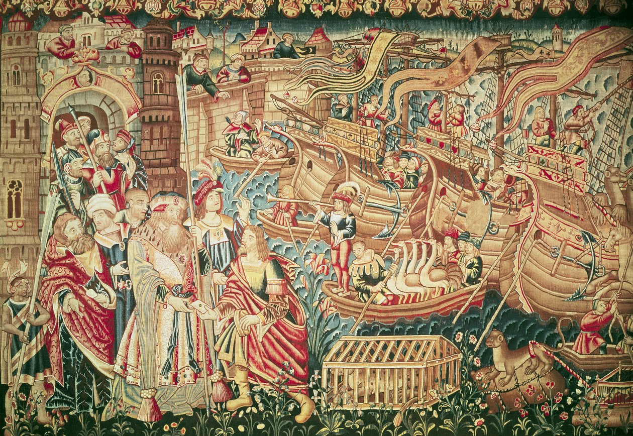 Vasco da Gaman (n. 1469-1524) saapuminen Kalkuttaan, 20. toukokuuta 1498 tekijältä Flemish School