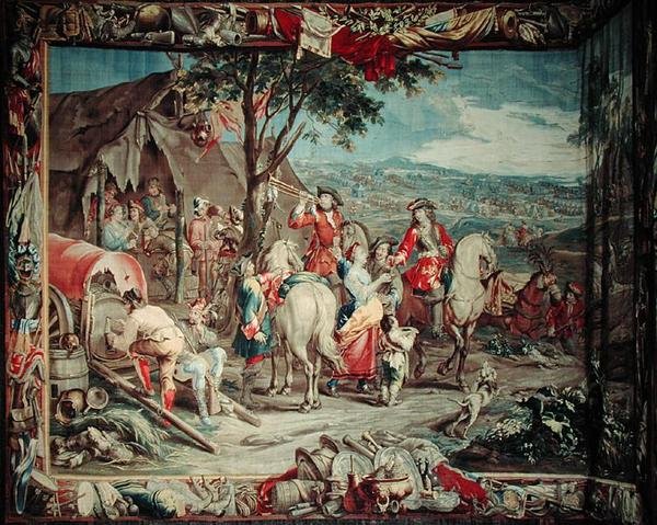 Leiri, sarjasta "The Military Science", Judocus de Vosin työpaja, n. 1715-24 (kuvakudos) tekijältä Flemish School