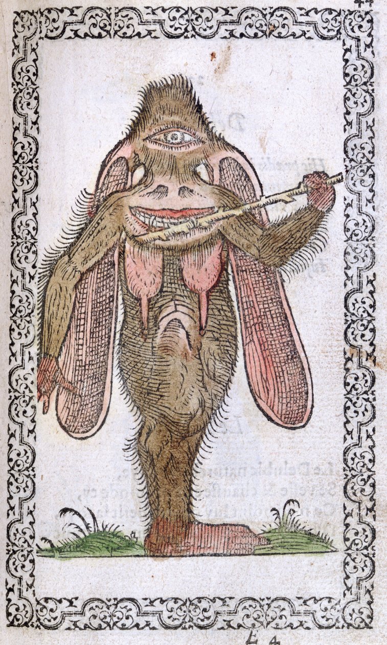 Kykloopit, kuvitus Jean Sluperjin teoksesta Melkein kaikkien kansakuntien ja nykyisten kansakuntien tottumukset ja muotokuvat, Antwerpen, 1572 (väripuupiirros) tekijältä Flemish School