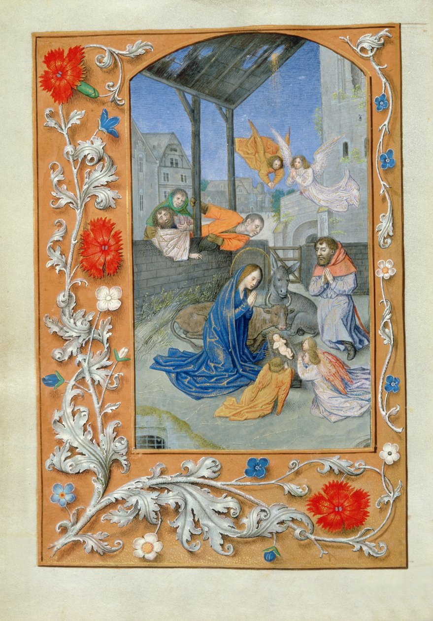 Syntymä, n. 1480 (pergamentti) tekijältä Flemish School