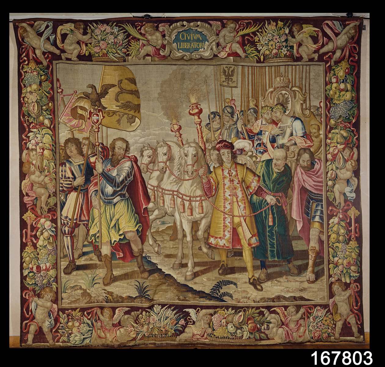 Kaarle V:n voitto (1500-58) Charles Quintin kuvakudoksesta, n. 1630-40 tekijältä Flemish School
