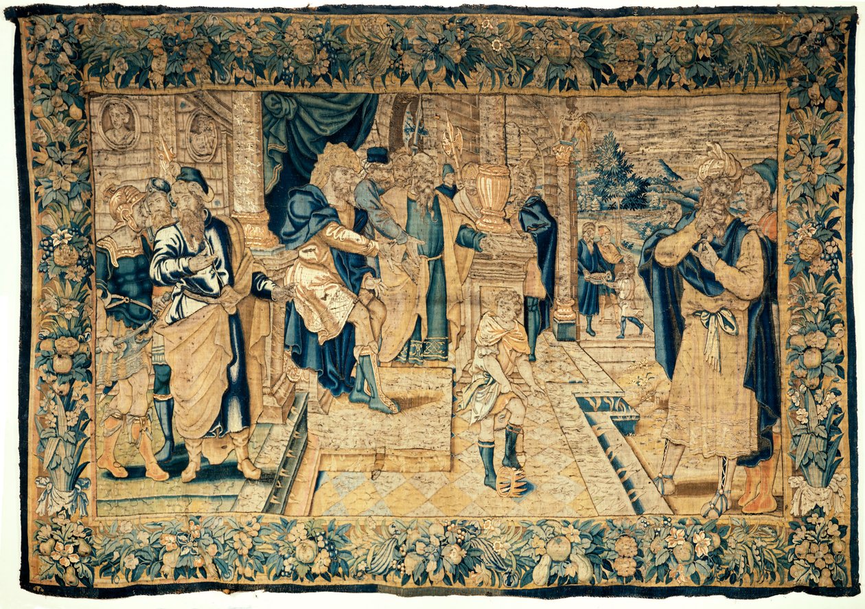 Yliopiston kokoelmat. Flanderin kuvakudos. Mooses murtaa Faraon variksen. Oudenaarde. 350x510cm. Noin 1550. tekijältä Flemish School