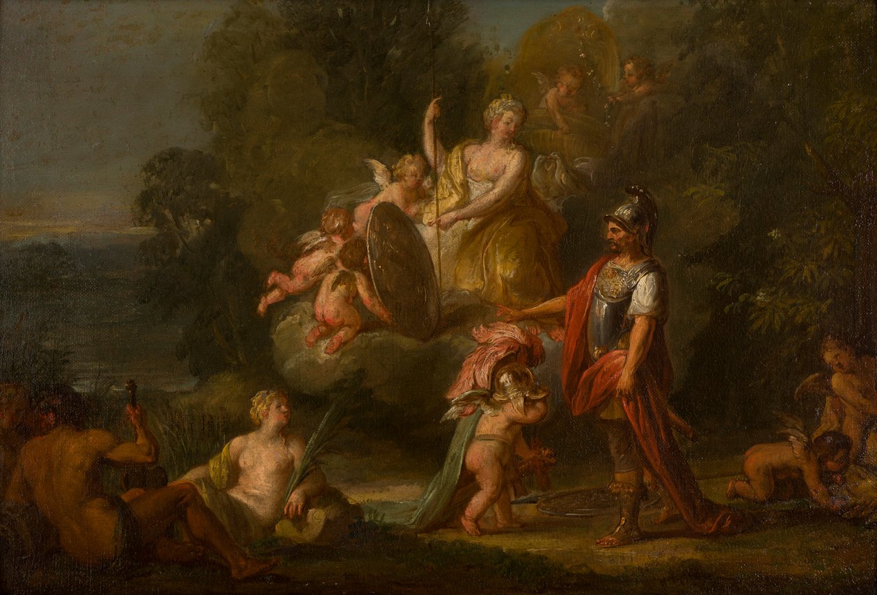 Venus antaa aseita Aenealle, n. 1400-1699 (öljy, kangas ja paneeli) tekijältä Flemish School