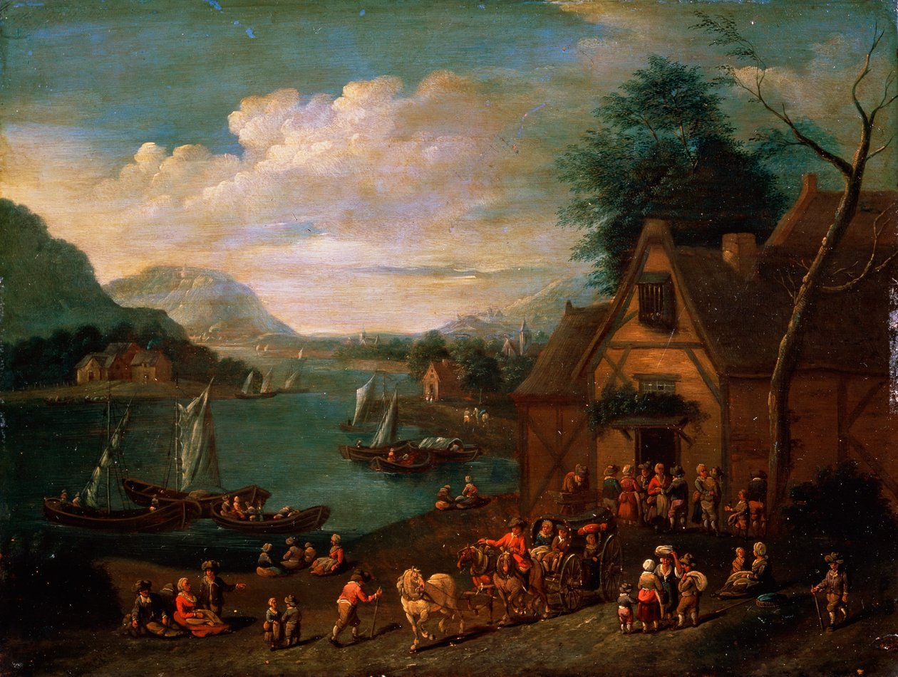 "Taverna meren rannalla", 1500-1700-luku tekijältä Flemish master