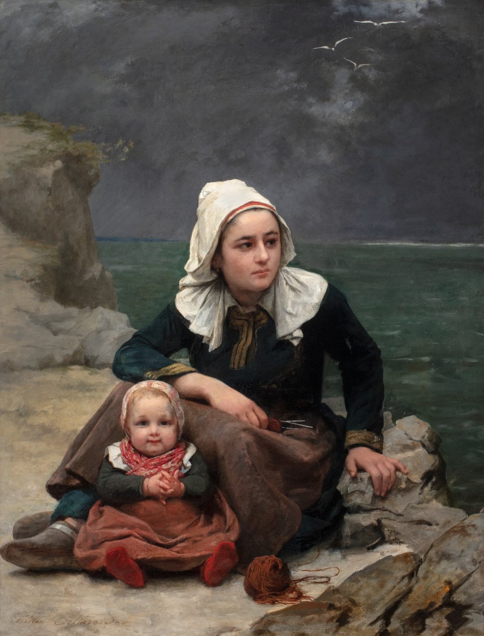 Le Grain (Squall), n. 1871-81 (öljy kankaalle) tekijältä Félicie (1831 88) Schneider