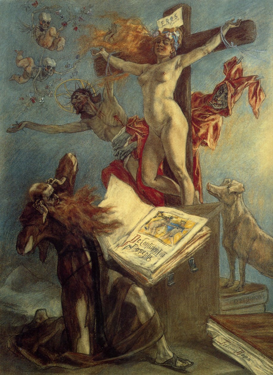 La Tentation de saint Antoine, dessin au pastel de Félicien Rops tekijältä Félicien Rops