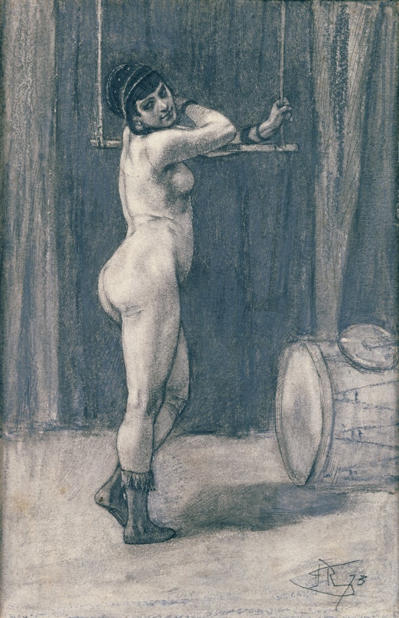 Nainen trapetsi kanssa (pastelli) tekijältä Félicien Rops