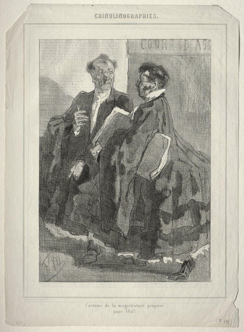 Krinolinografiat (tuomarin puku vuodelle 1857) tekijältä Félicien Rops