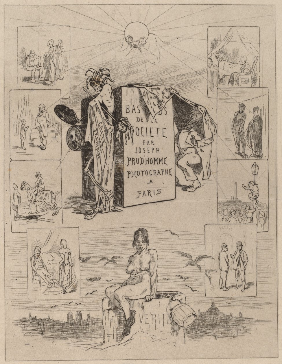 Etukuva: Yhteiskunnan kuonat Las bas-fonds de la societe, 1864. tekijältä Félicien Rops