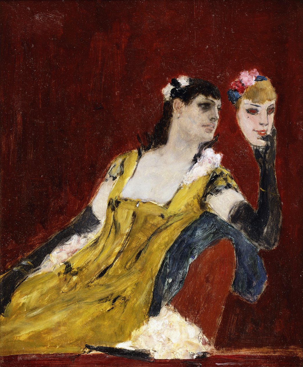 Nainen naamiolla; La Femme au Masque, n. 1888 tekijältä Félicien Rops