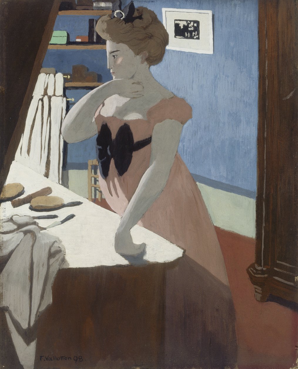 Misia pukeutumispöydän ääressä tekijältä Felix Edouard Vallotton