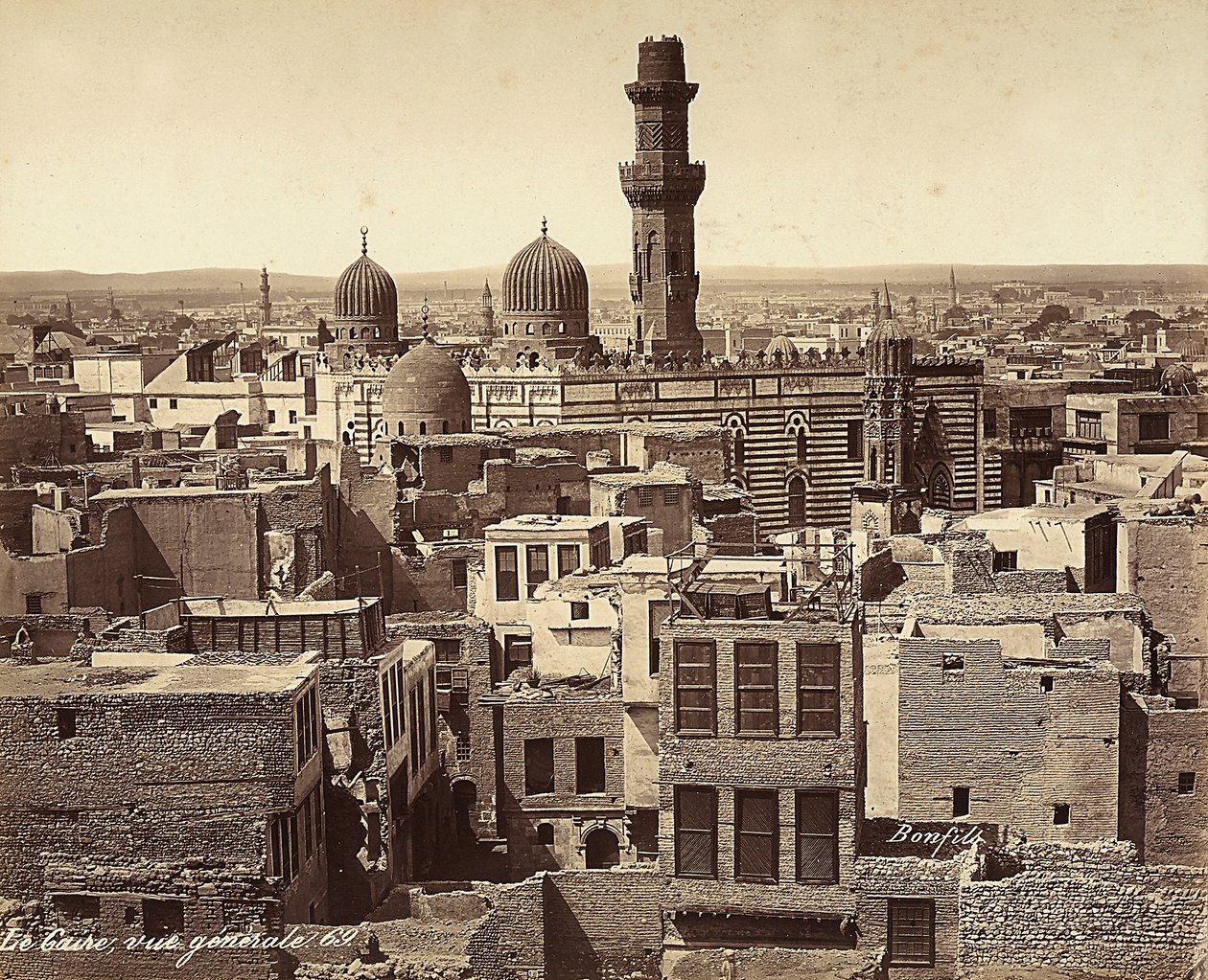 Panoraamanäkymä Kairosta, Egypti tekijältä Félix Bonfils