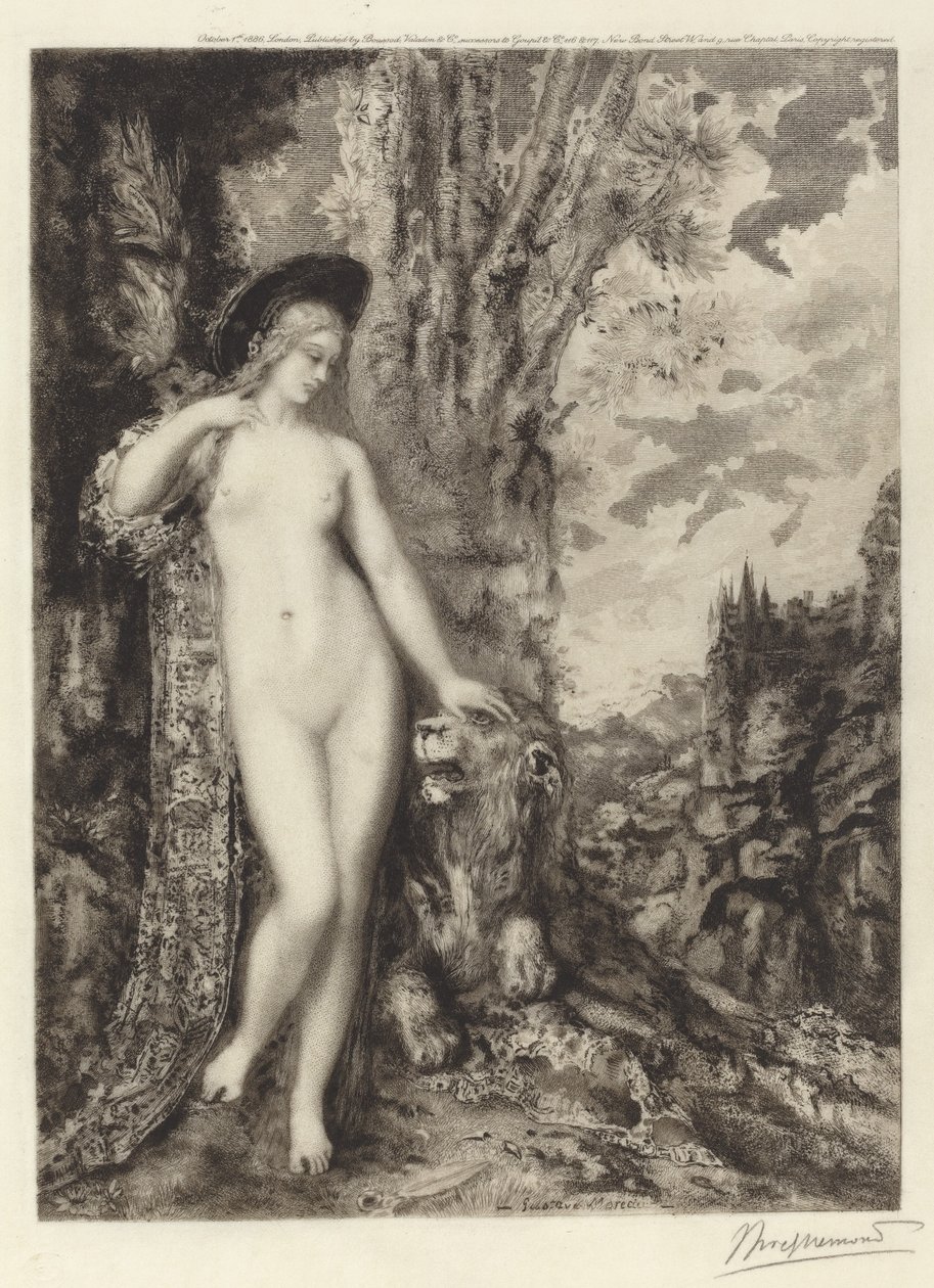 Rakastava leijona tekijältä Félix Bracquemond, after Gustave Moreau