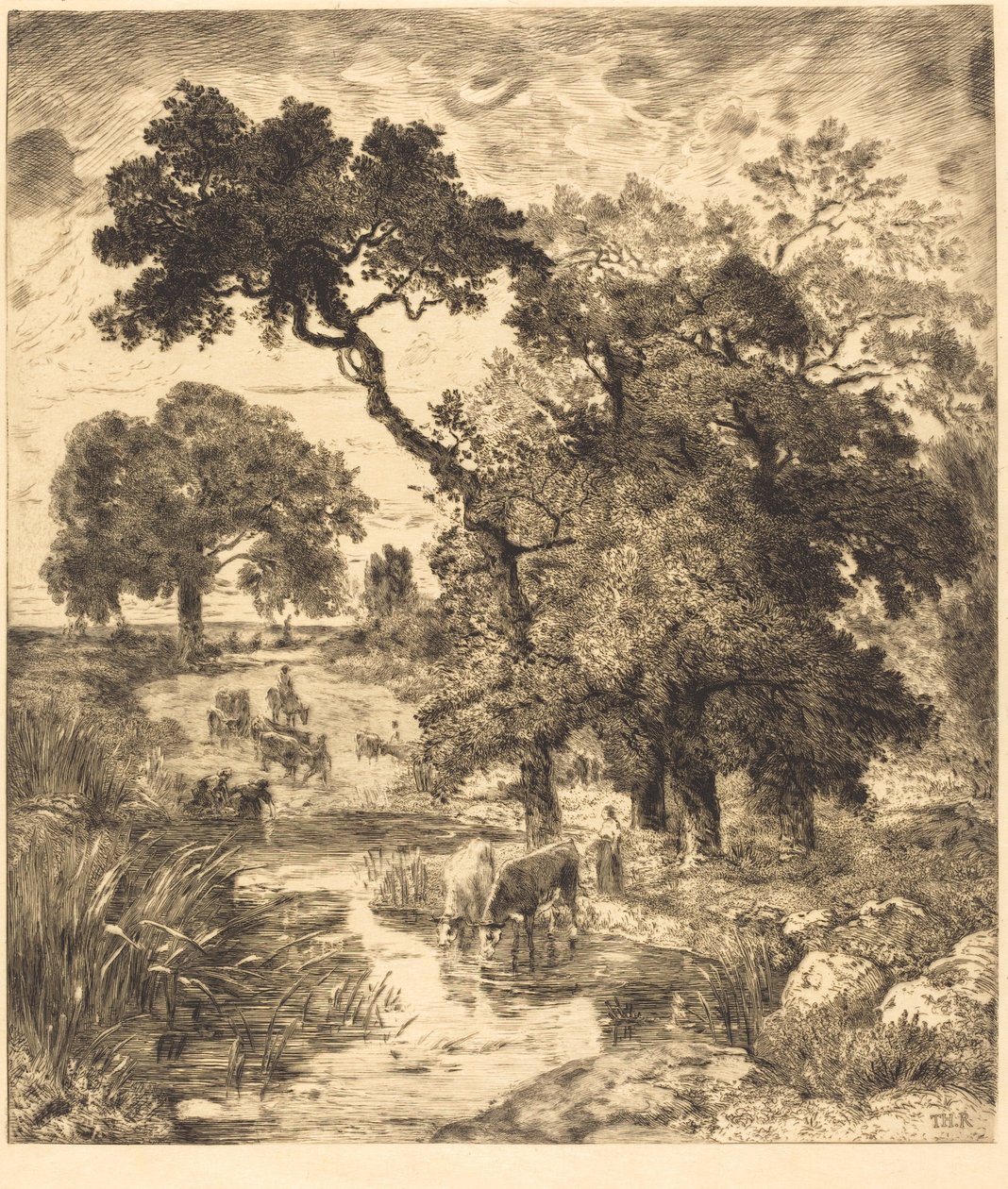 Ilta tekijältä Félix Bracquemond after Théodore Rousseau