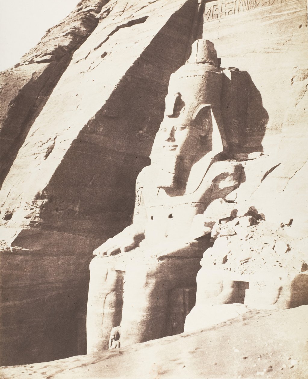 Abou Sembil, Grand Spéos - Kolossaaliset patsaat, Kolmen neljänneksen näkymät, 1851-52, painettu 1853-54. tekijältä Félix Teynard