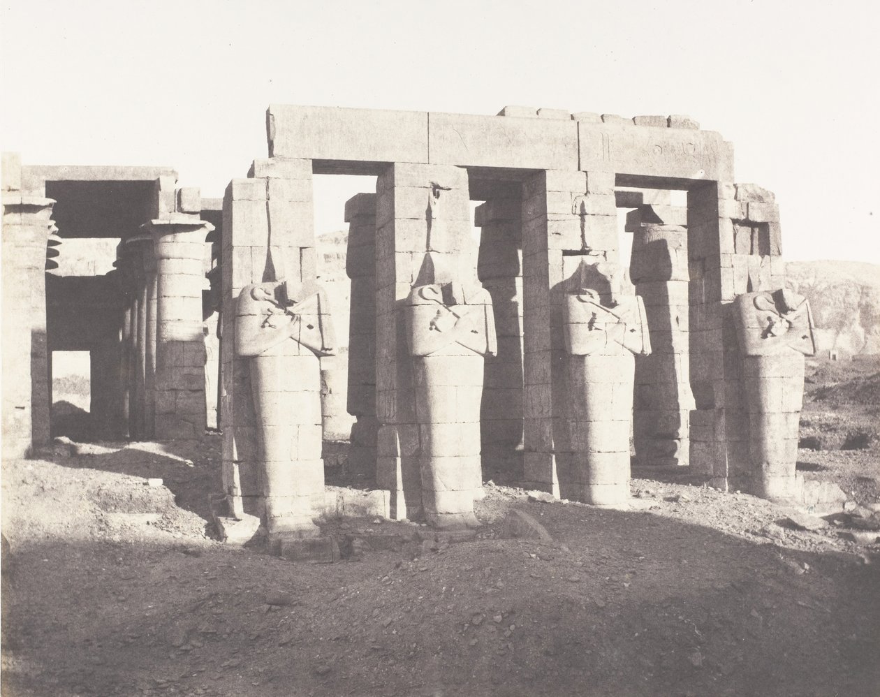 Gournah Thebes, Palais Dit le Memnonium, 1851-52, painettu 1853-54. tekijältä Félix Teynard