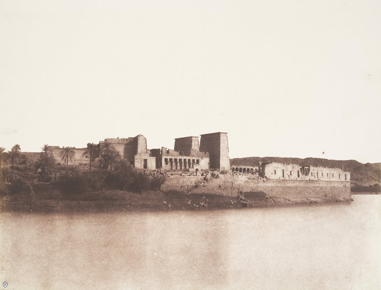 Fileh Philæn saari, yleinen näkymä Luoteesta pisteestä A, 1851-52. tekijältä Félix Teynard