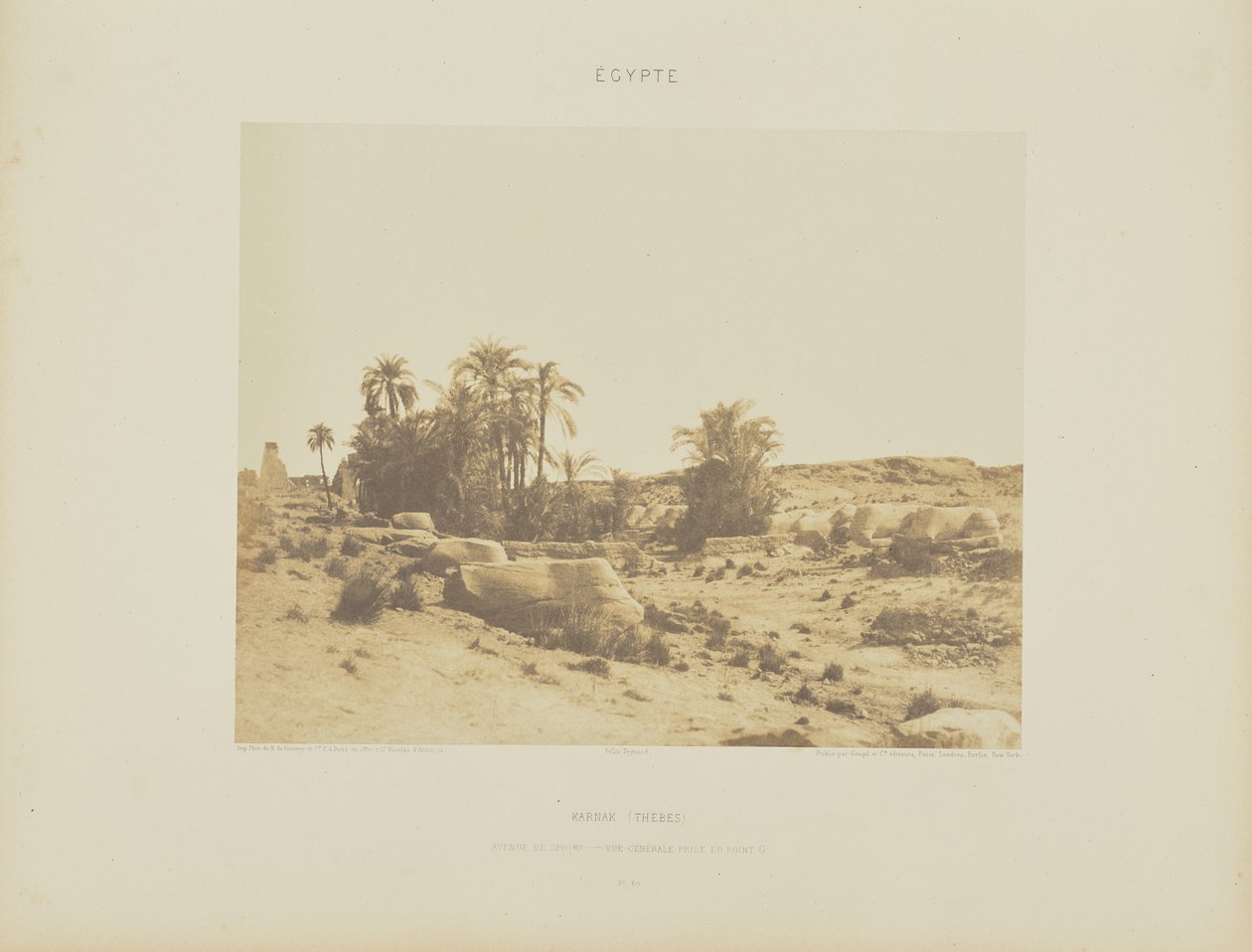 Karnak (Theba). Sfinksien katu - Yleisnäkymä pisteestä G. tekijältä Félix Teynard