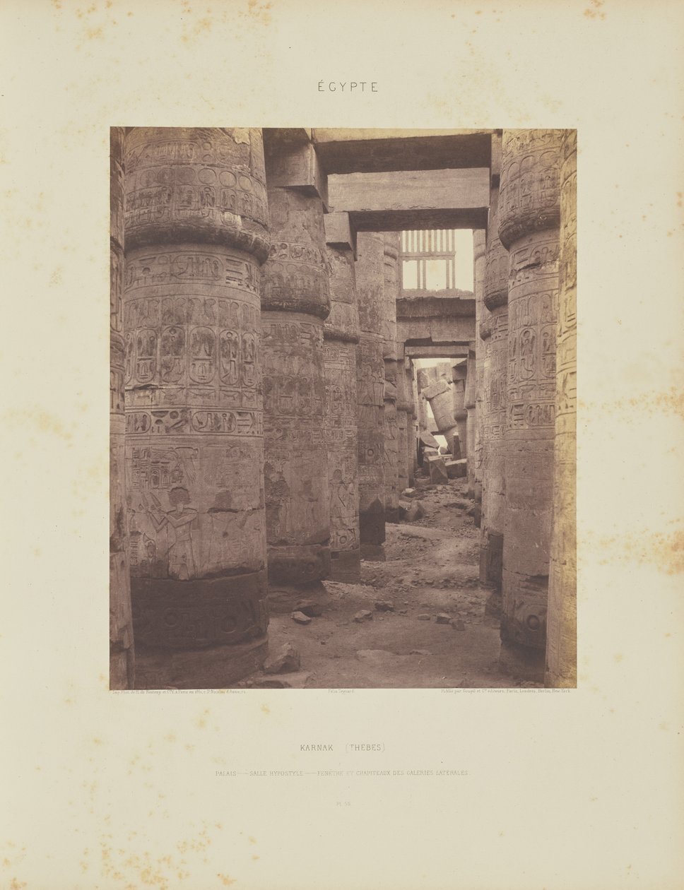 Karnak (Theba). Palatsi - Hypostyylisali - poikittaisnäkymä pisteestä K. tekijältä Félix Teynard