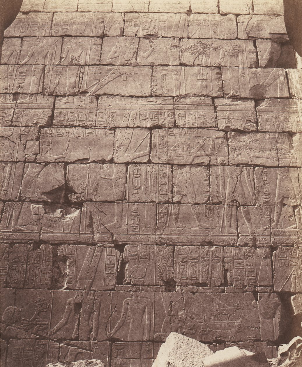 Karnak Thebes, Palace - Hypostyle Hall - Decoration of the Int..., 1851-52, painettu 1853-54. tekijältä Félix Teynard