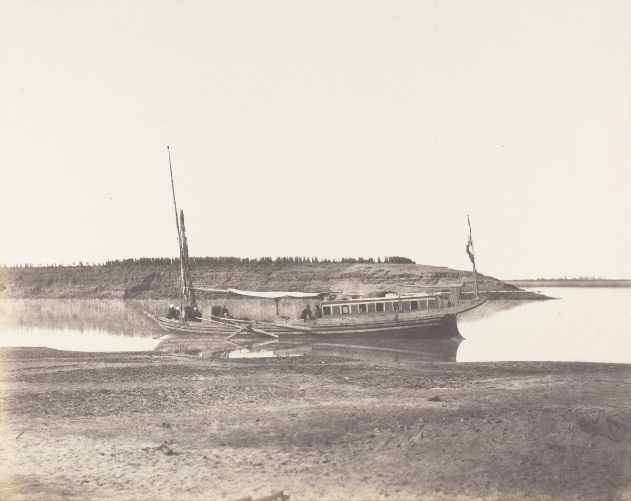 Louksor, Petit Bras du Nile - Voyageurs Barque, 1851-52, painettu 1853-54. tekijältä Félix Teynard