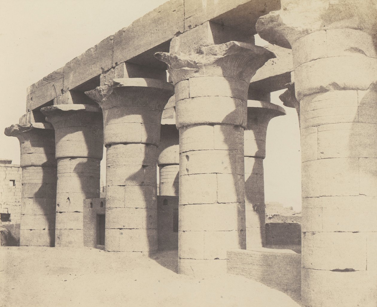 Louksor Thèbes. Construction Centrale - Grande Colonnade, 1851-52, painettu 1853-54. tekijältä Félix Teynard