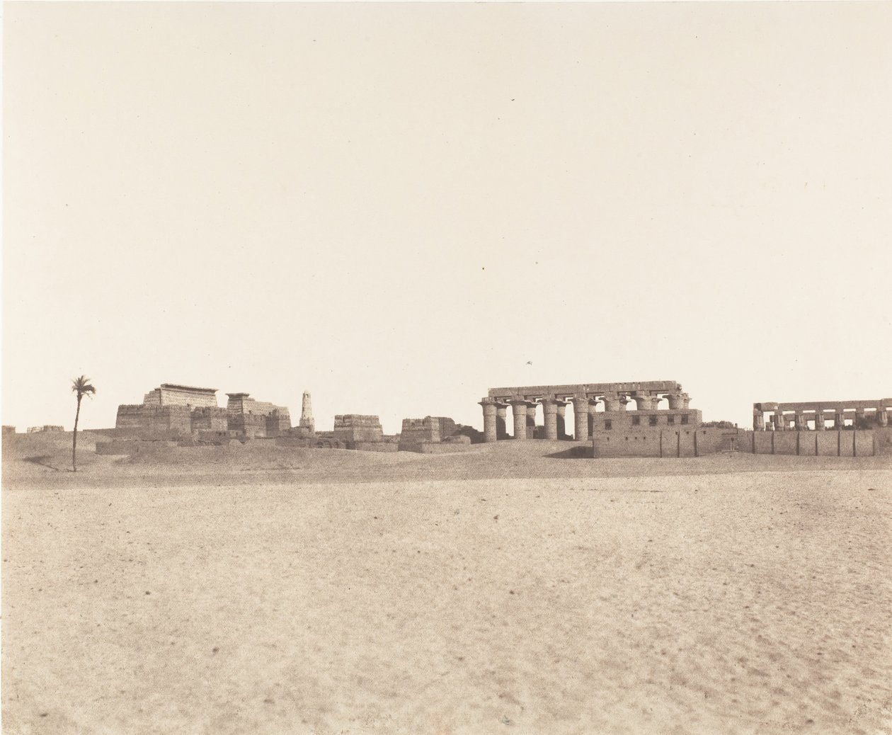 Louksor Thebes, yleinen näkymä raunioista, 1851-52, painettu 1853-54. tekijältä Félix Teynard