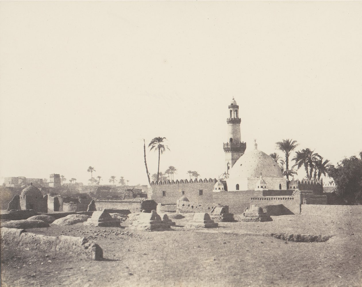 Souâdj, muslimien hautausmaa ja Mouràd-Beyn hauta, 1851-52, painettu 1853-54. tekijältä Félix Teynard