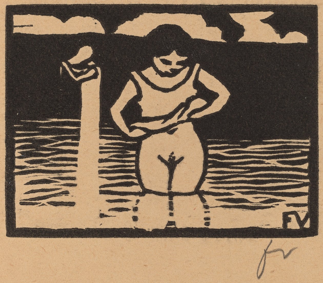 Tyttö nostaa paitaansa Tyttö riisumassa paitaansa, 1893. tekijältä Félix Vallotton