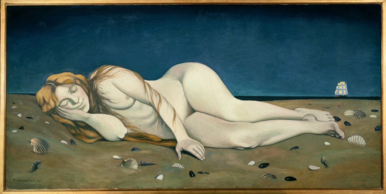 Nukkuva uimari hiekalla tekijältä Félix Vallotton