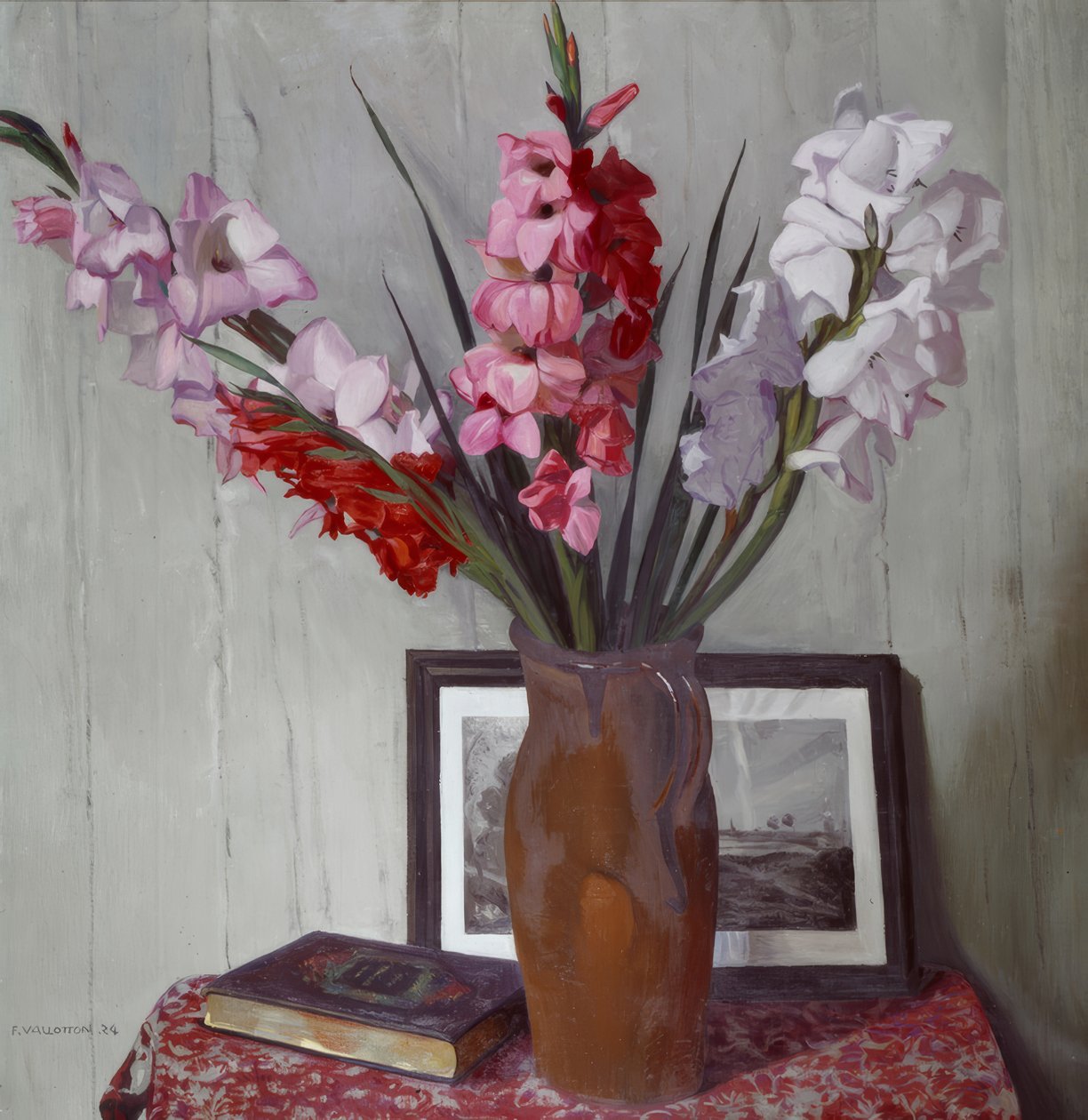 Asetelma gladiolien kanssa tekijältä Félix Vallotton