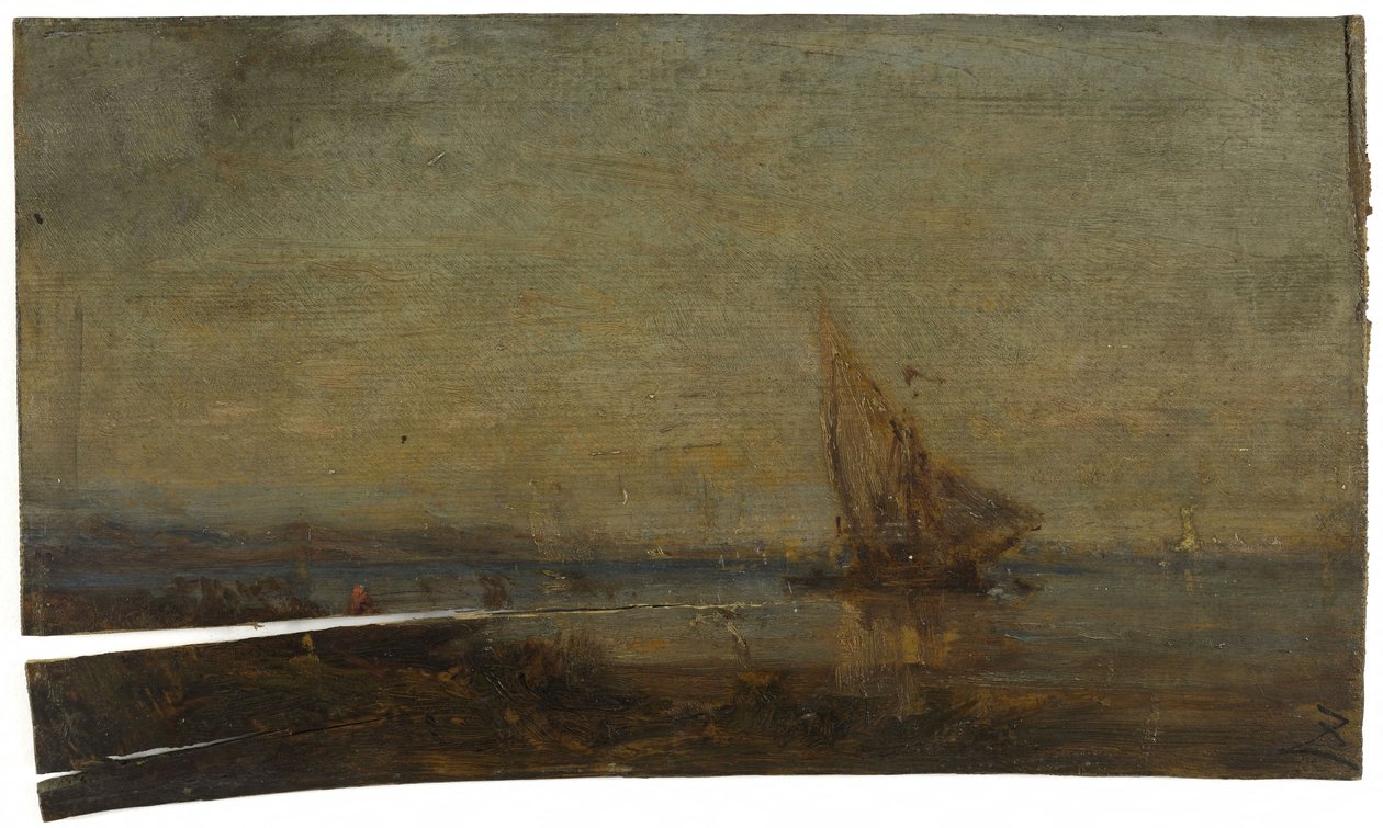 Martiguesin edustalla, keltainen purje, n. 1875 (öljy puulle) tekijältä Félix Ziem
