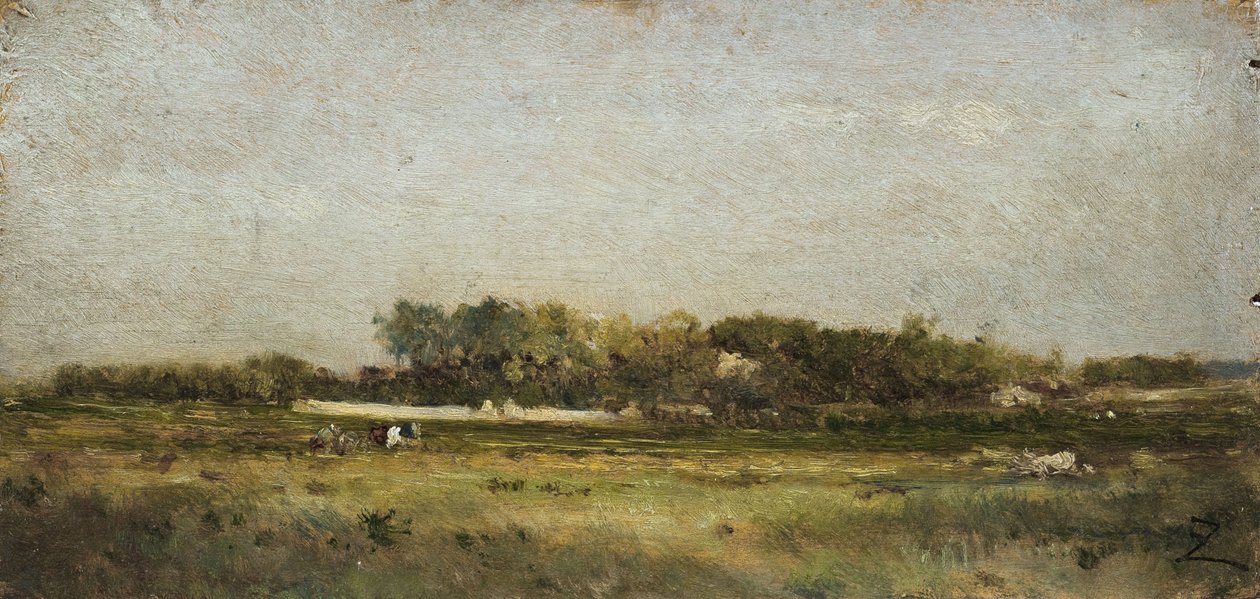 Saint-Ouen, 1800-luvun 2. puolisko (öljy puulle). tekijältä Félix Ziem