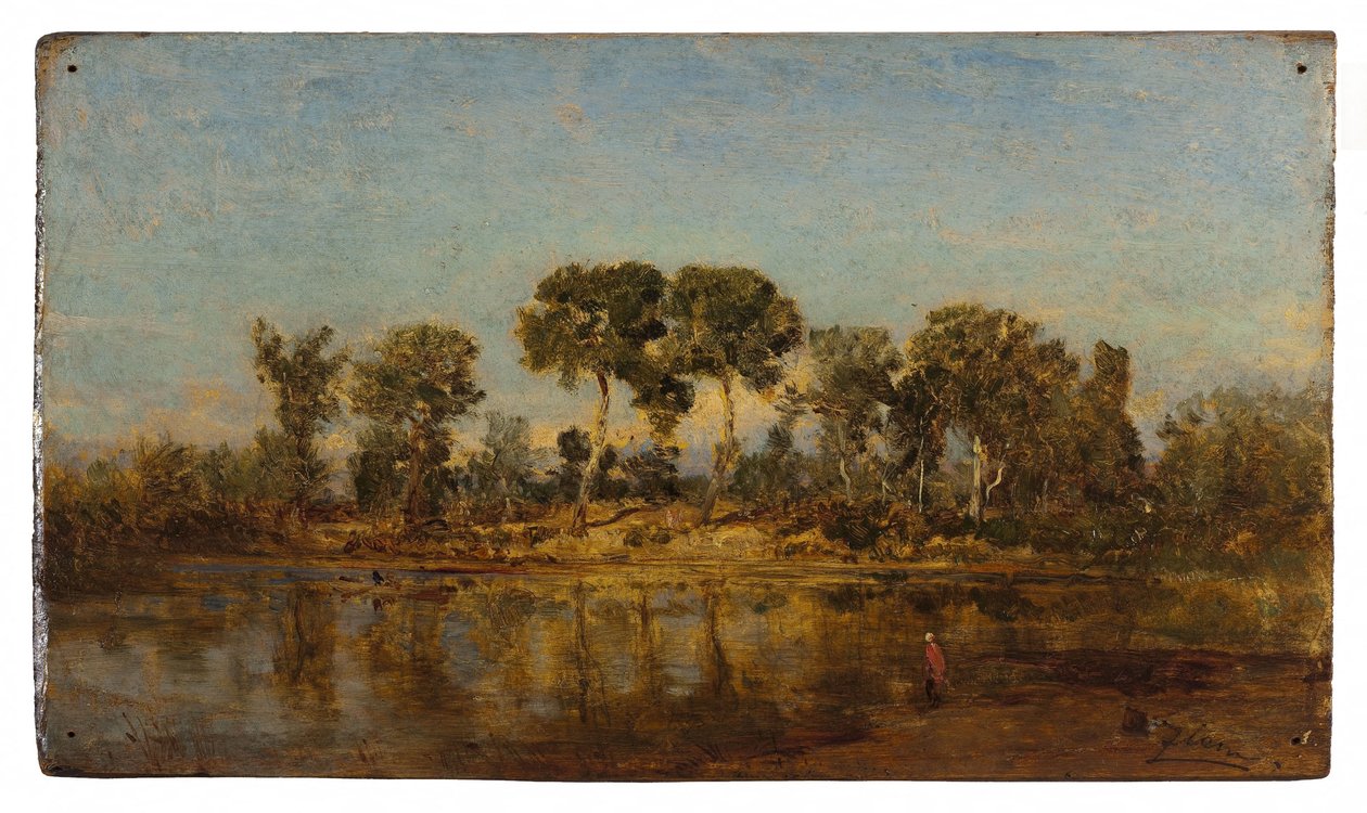 Rhône Arlesin ja Avignonin välillä, vuosina 1860-1865 (öljy puulle) tekijältä Félix Ziem