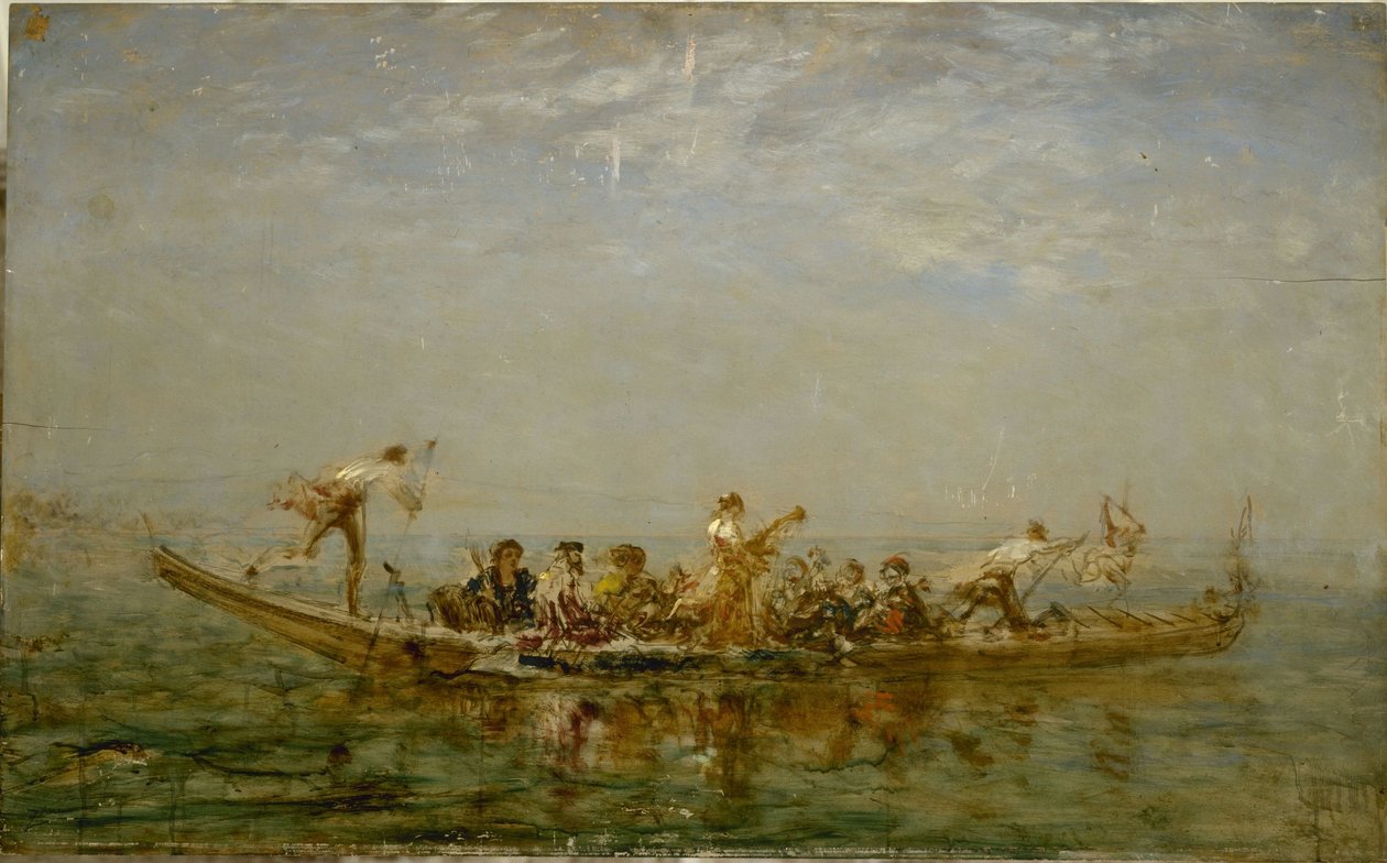 Caïque, vuosina 1880-1890 (öljy puulle). tekijältä Félix Ziem