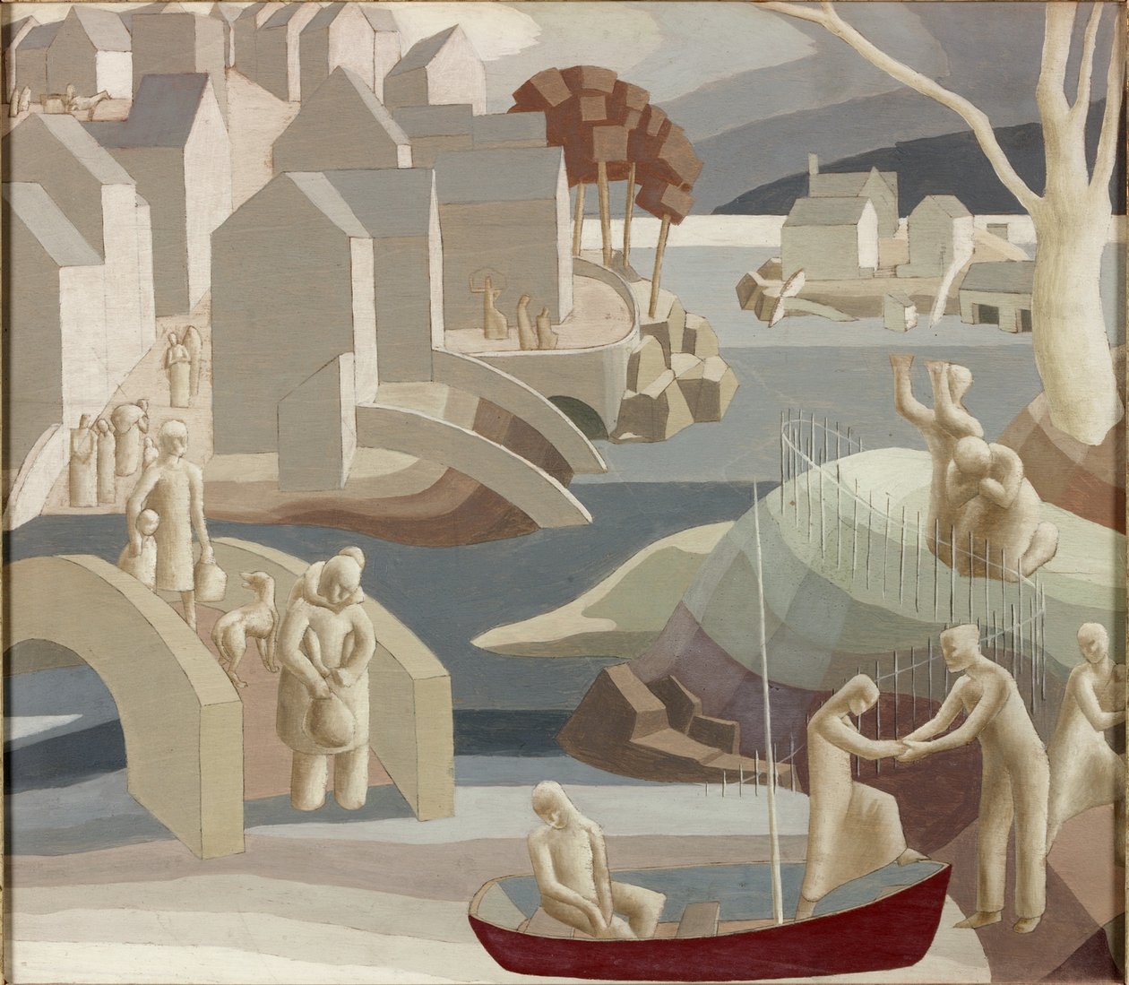 The Flood, n. 1941 (öljy & kynä paneelissa) tekijältä Flora A. P. Glover