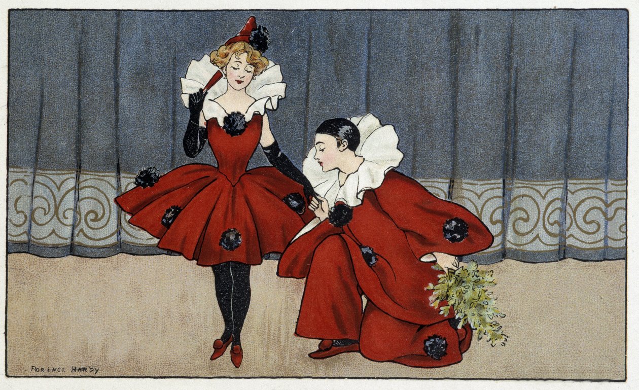 Pierrot ja Colombine - dess. kirjoittanut Florence Hardy, deb. 20. vuosisata tekijältä Florence Hardy