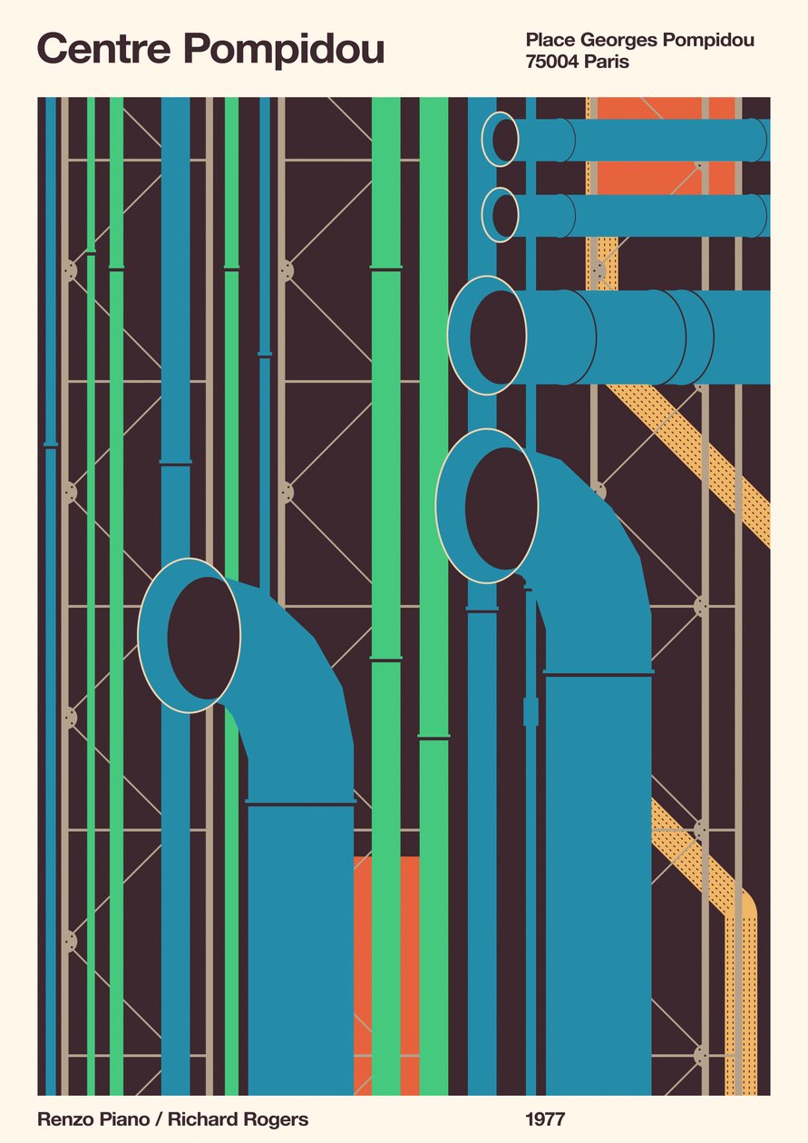 Pompidou-keskus - Pariisi, 2020 (digitaalinen) tekijältä Florent Bodart