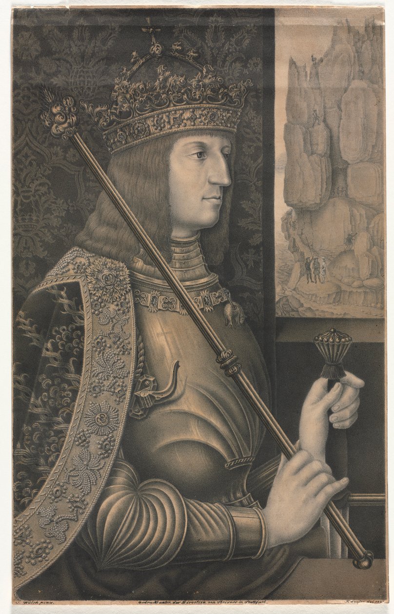 Keisari Maximilian I:n muotokuva kruunulla ja valtikalla, 1825. tekijältä Florentin Lauter