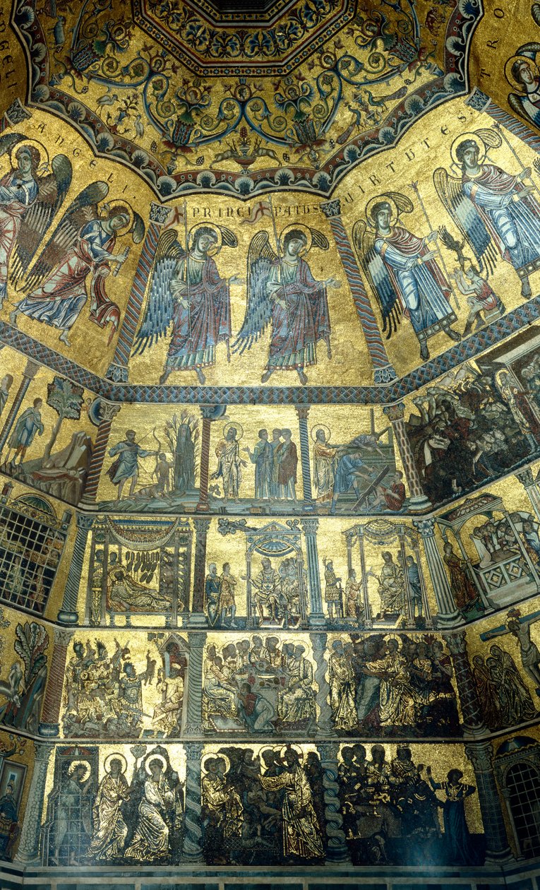 Mosaiikki Firenzen St Johns Baptistryn kupolikatossa (mosaiikki) tekijältä Florentine School