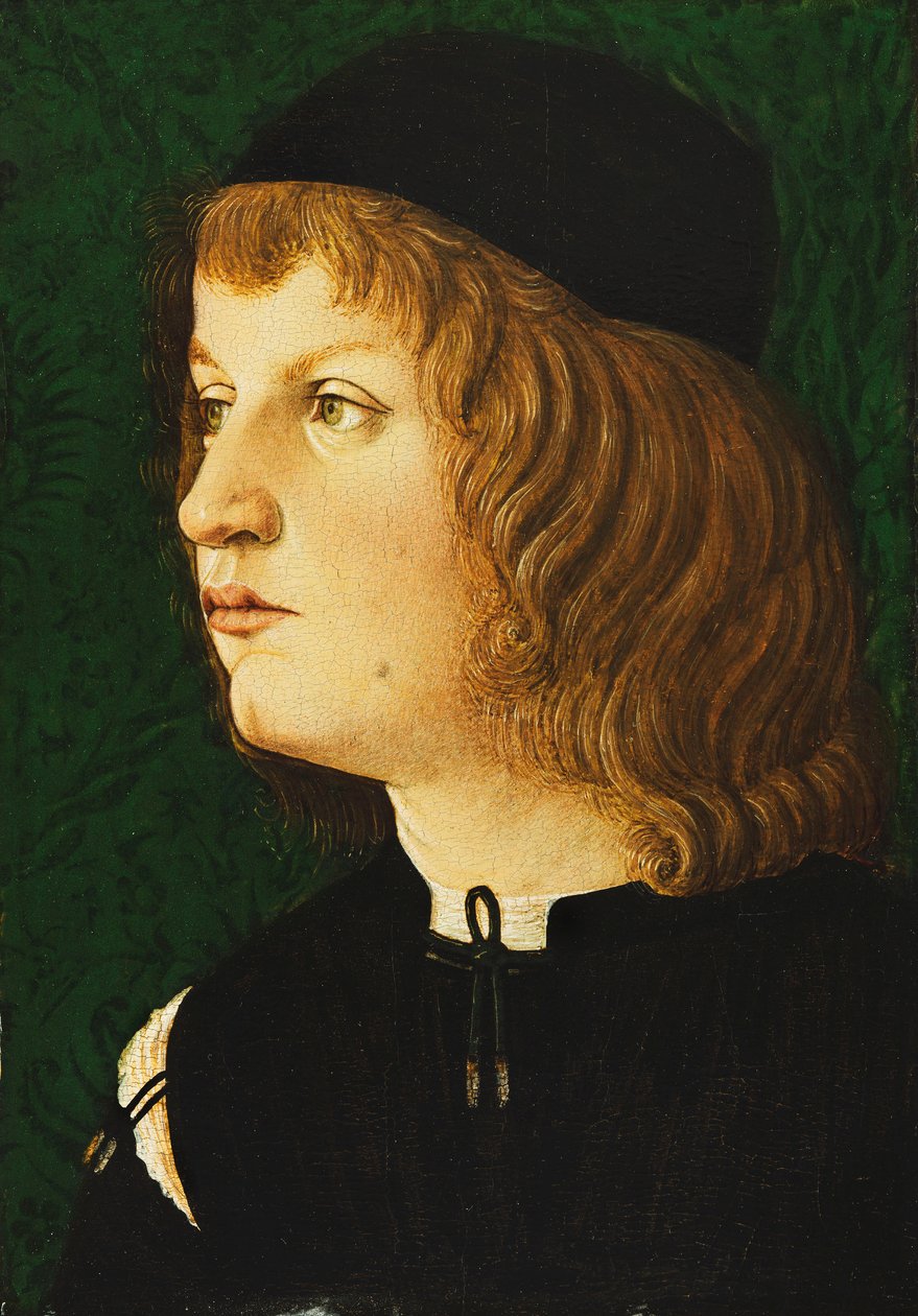 Nuoren muotokuva, rintakuva, tumma lippalakki, n. 1475 tekijältä Florentine School